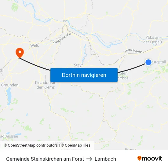 Gemeinde Steinakirchen am Forst to Lambach map