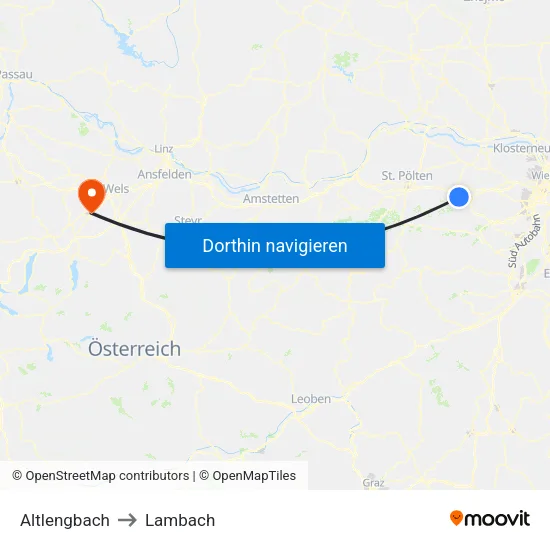 Altlengbach to Lambach map
