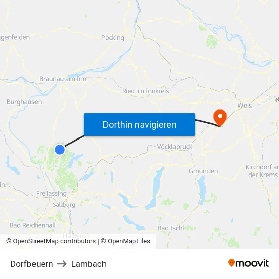Dorfbeuern to Lambach map