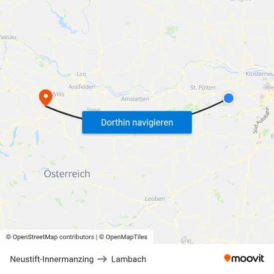 Neustift-Innermanzing to Lambach map