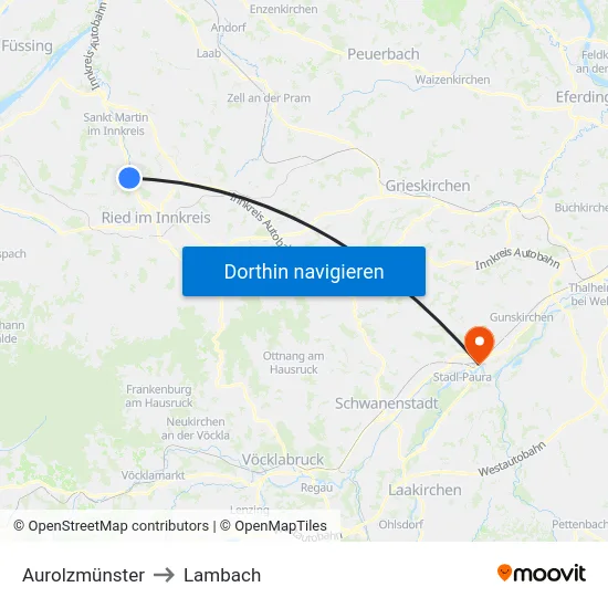 Aurolzmünster to Lambach map