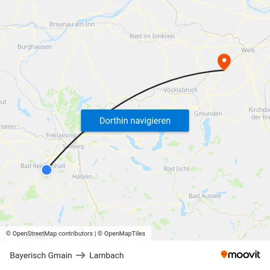 Bayerisch Gmain to Lambach map