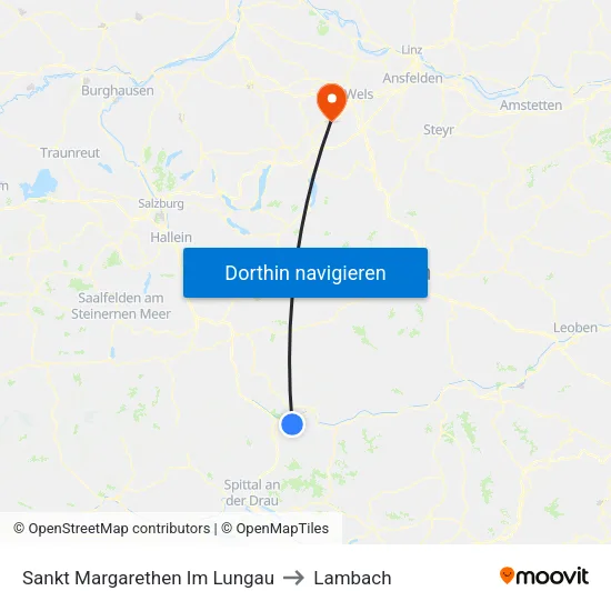 Sankt Margarethen Im Lungau to Lambach map