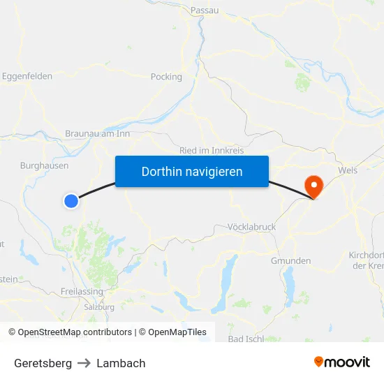 Geretsberg to Lambach map