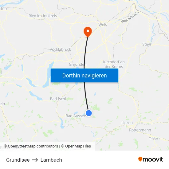 Grundlsee to Lambach map
