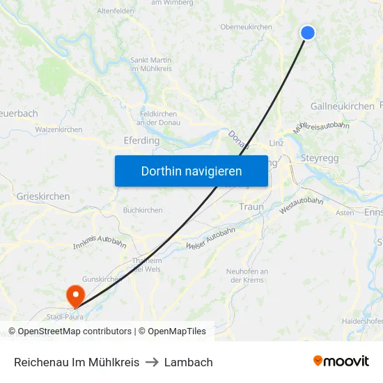 Reichenau Im Mühlkreis to Lambach map