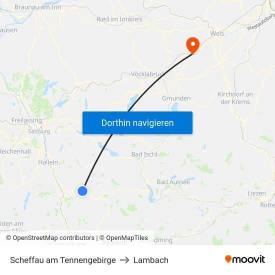 Scheffau am Tennengebirge to Lambach map