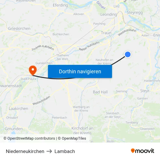 Niederneukirchen to Lambach map