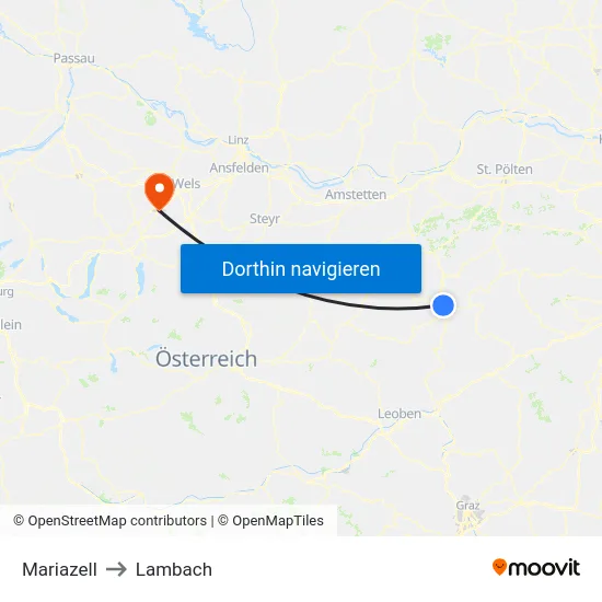 Mariazell to Lambach map