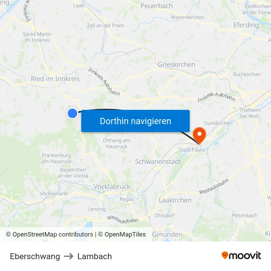 Eberschwang to Lambach map