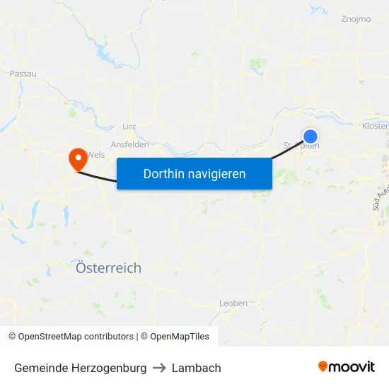 Gemeinde Herzogenburg to Lambach map