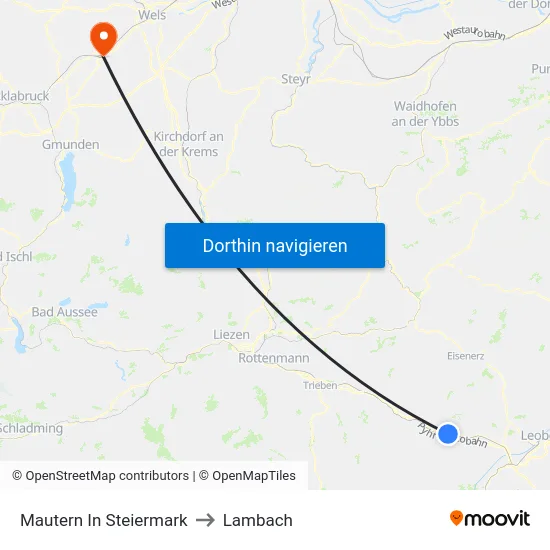 Mautern In Steiermark to Lambach map