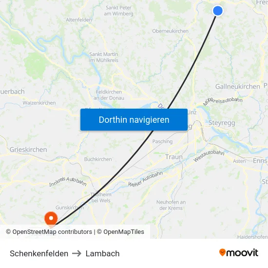 Schenkenfelden to Lambach map