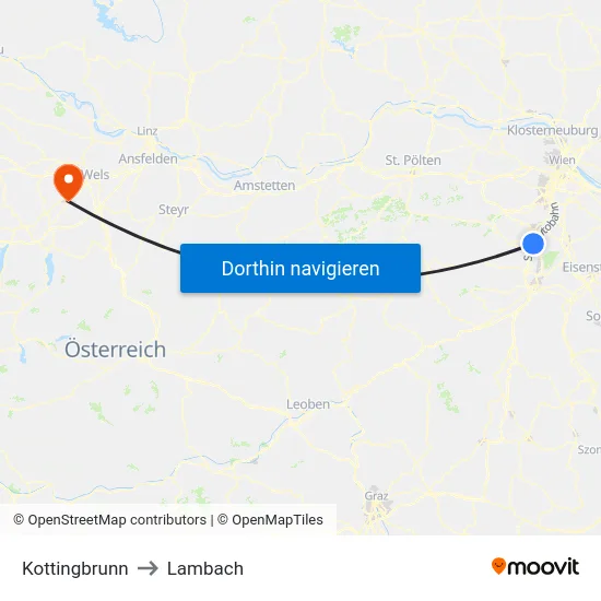 Kottingbrunn to Lambach map