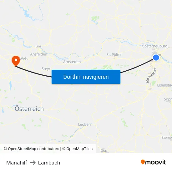 Mariahilf to Lambach map