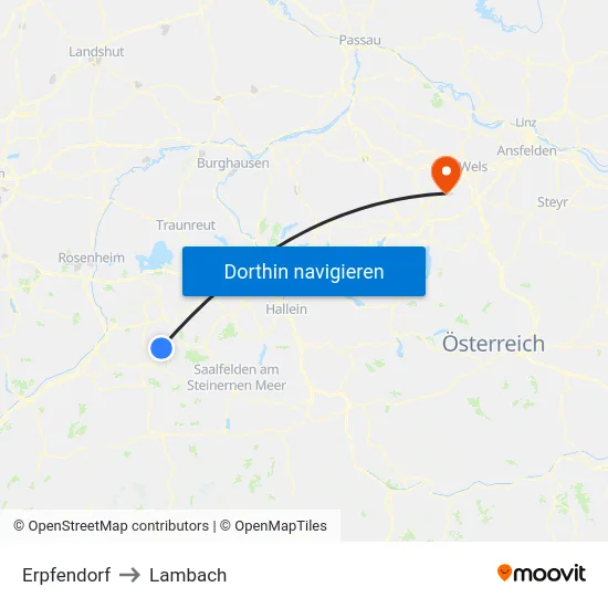 Erpfendorf to Lambach map