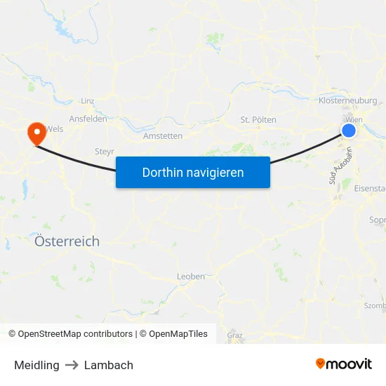 Meidling to Lambach map