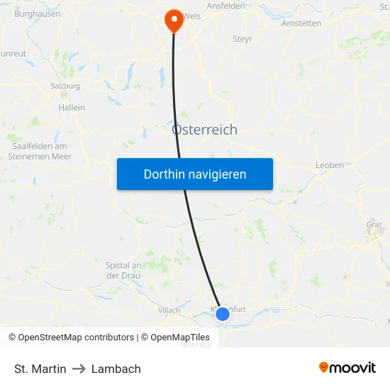 St. Martin to Lambach map