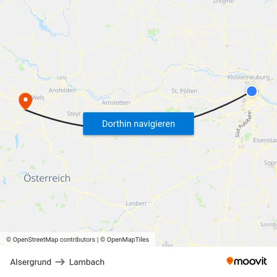 Alsergrund to Lambach map