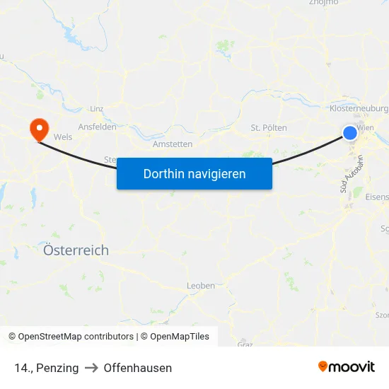 14., Penzing to Offenhausen map