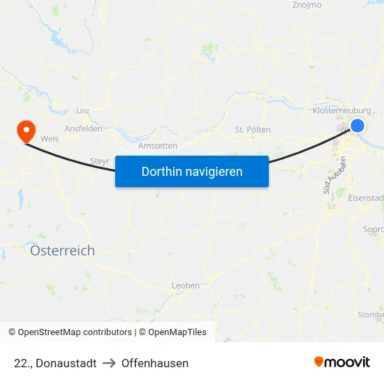22., Donaustadt to Offenhausen map