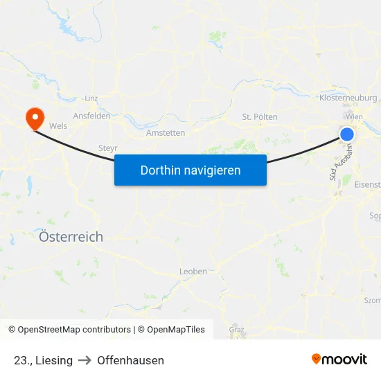 23., Liesing to Offenhausen map