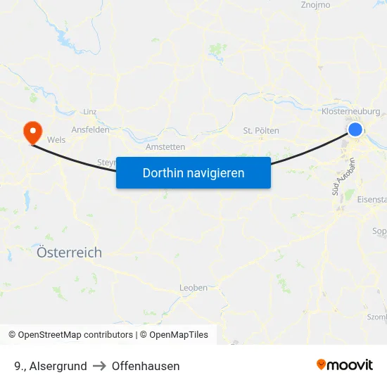 9., Alsergrund to Offenhausen map