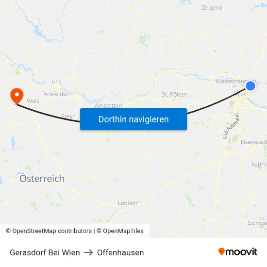 Gerasdorf Bei Wien to Offenhausen map
