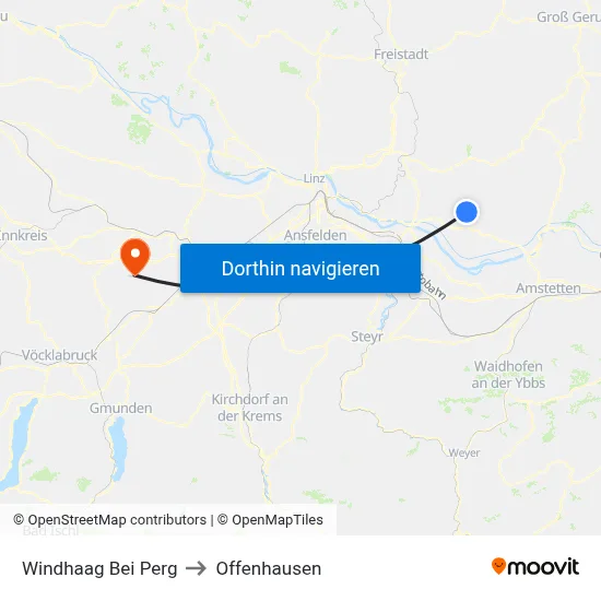 Windhaag Bei Perg to Offenhausen map