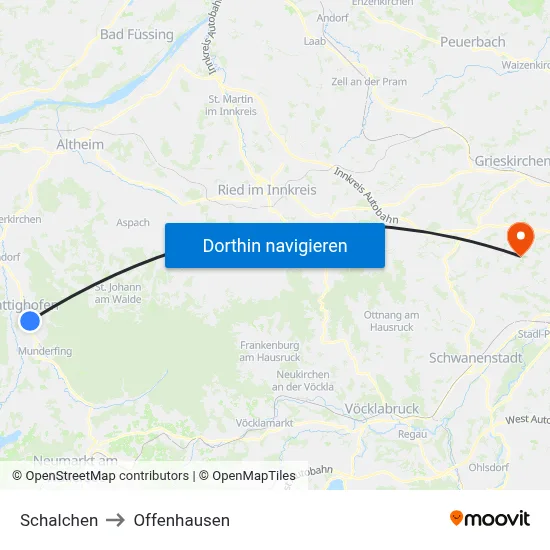 Schalchen to Offenhausen map