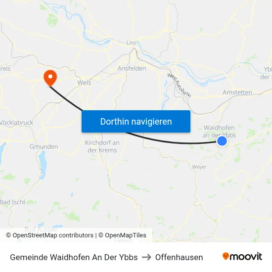 Gemeinde Waidhofen An Der Ybbs to Offenhausen map