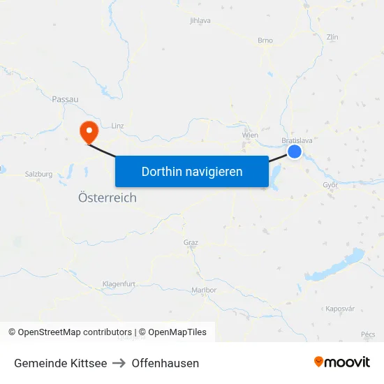 Gemeinde Kittsee to Offenhausen map
