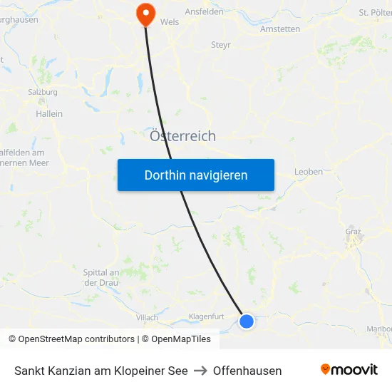 Sankt Kanzian am Klopeiner See to Offenhausen map