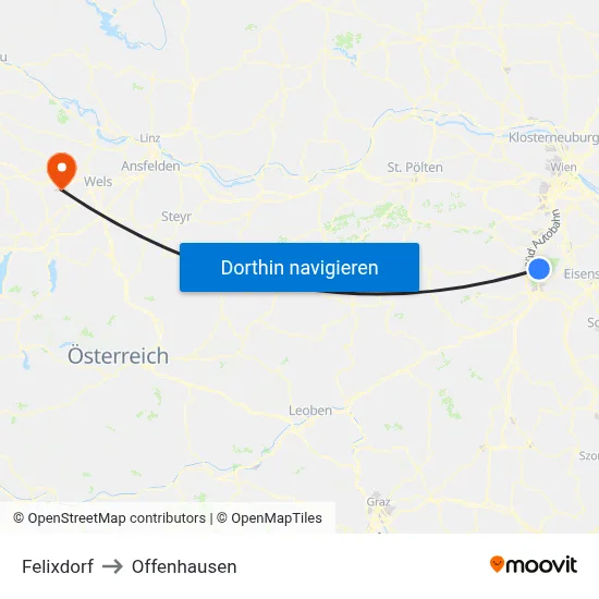 Felixdorf to Offenhausen map