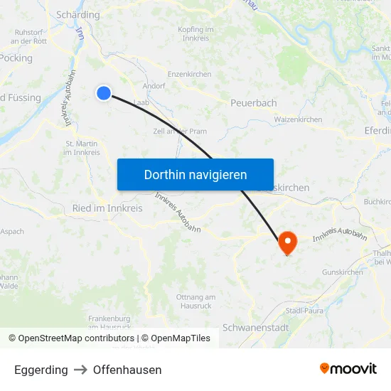 Eggerding to Offenhausen map