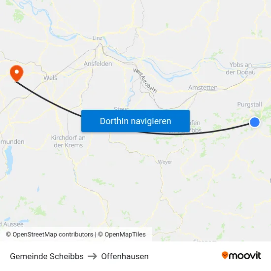 Gemeinde Scheibbs to Offenhausen map