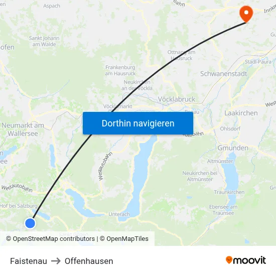 Faistenau to Offenhausen map
