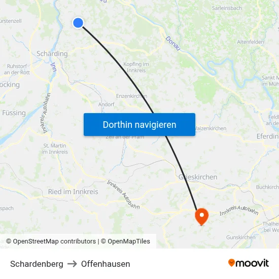 Schardenberg to Offenhausen map