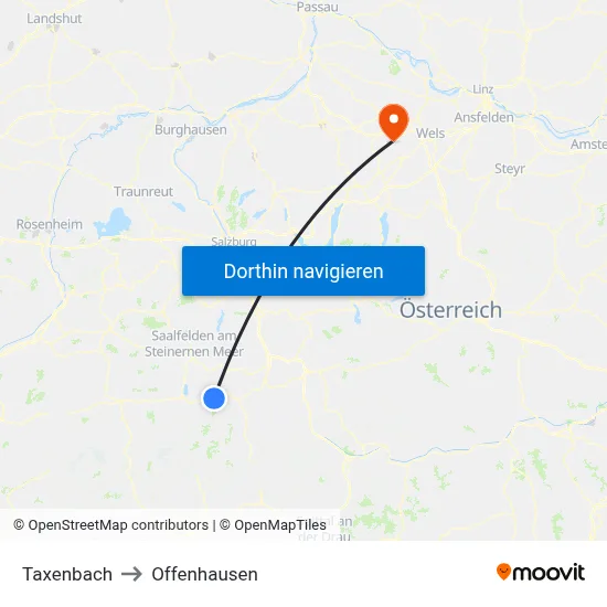 Taxenbach to Offenhausen map