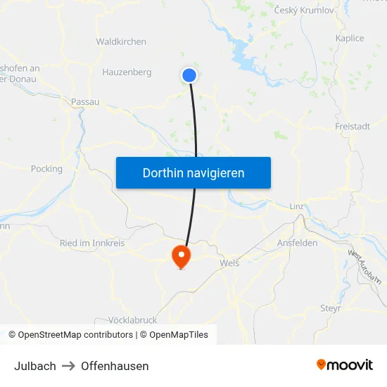 Julbach to Offenhausen map