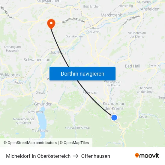 Micheldorf In Oberösterreich to Offenhausen map