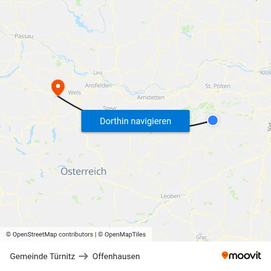 Gemeinde Türnitz to Offenhausen map