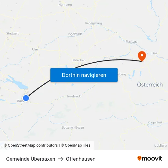 Gemeinde Übersaxen to Offenhausen map