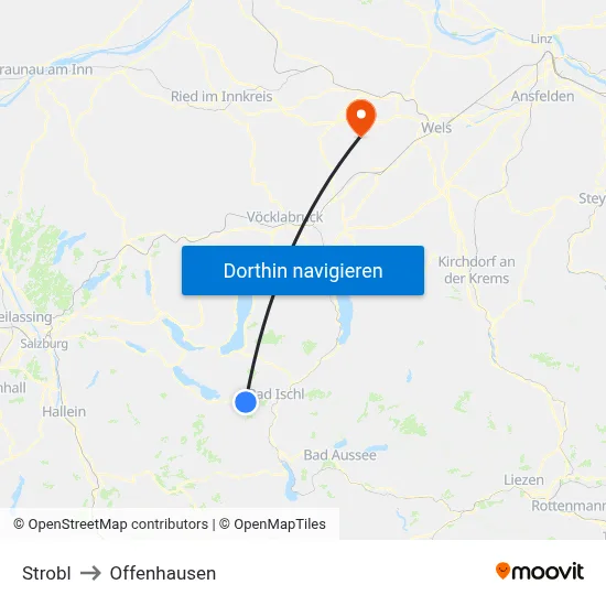Strobl to Offenhausen map