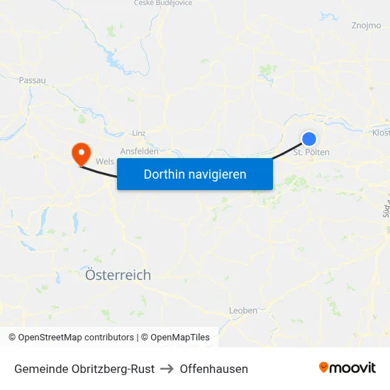 Gemeinde Obritzberg-Rust to Offenhausen map