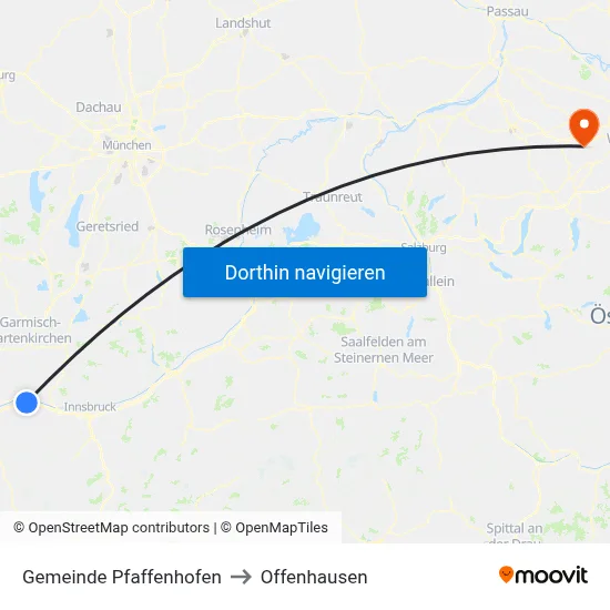 Gemeinde Pfaffenhofen to Offenhausen map