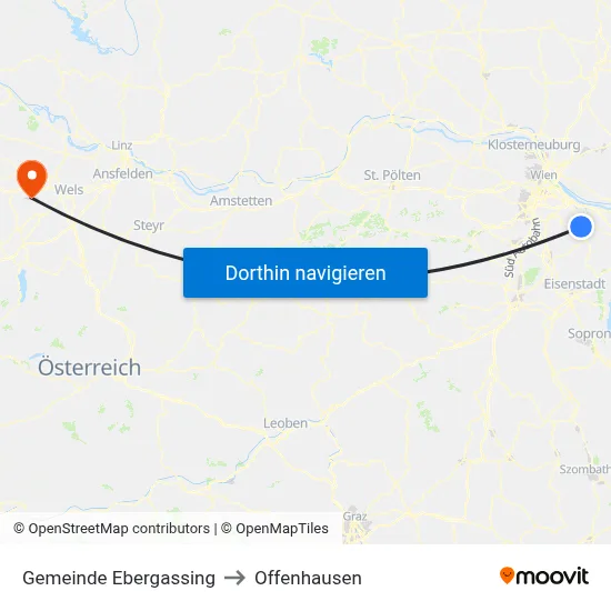 Gemeinde Ebergassing to Offenhausen map