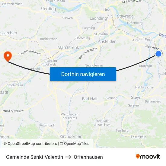 Gemeinde Sankt Valentin to Offenhausen map