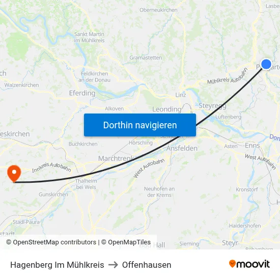 Hagenberg Im Mühlkreis to Offenhausen map