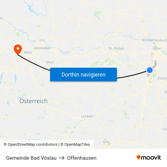 Gemeinde Bad Vöslau to Offenhausen map